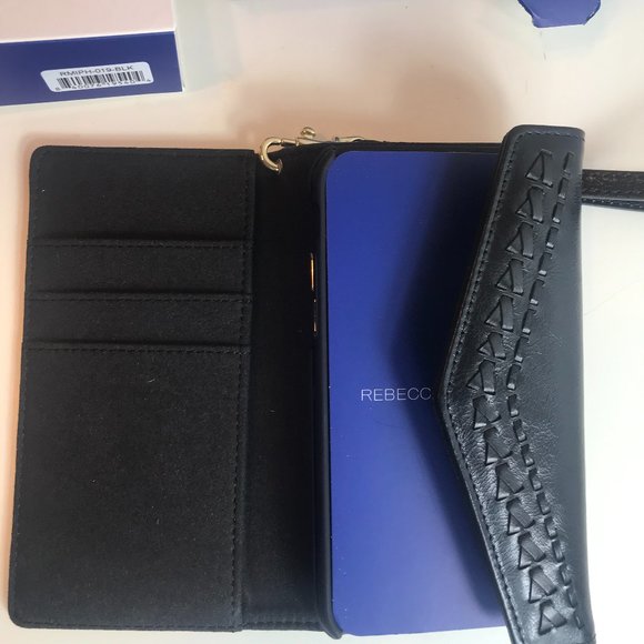 Rebecca Minkoff Leather IPHONE 7 Whipstitch WristWristlet CreditCard Wallet Case - Picture 1 of 11
